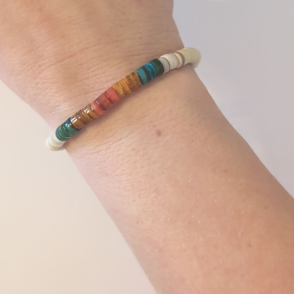 772 Multicolor Glass Beaded Adjustable‎ Slider Bracelet
